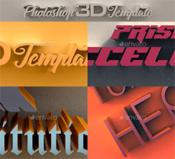 极品3D立体字效模板(3D功能PSD源文件)：3D Photoshop Template 3
